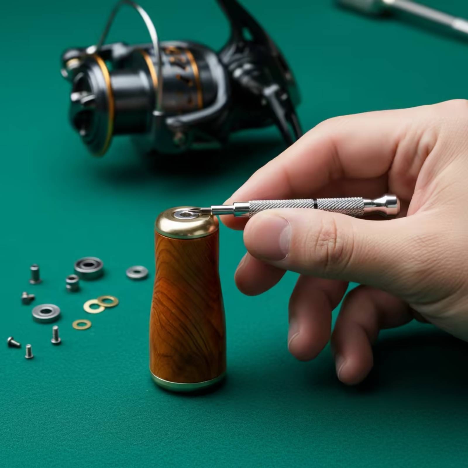 مقبض بكرة صيد السمك خشبي مع مح - مراجعة Reel Handle وسعره