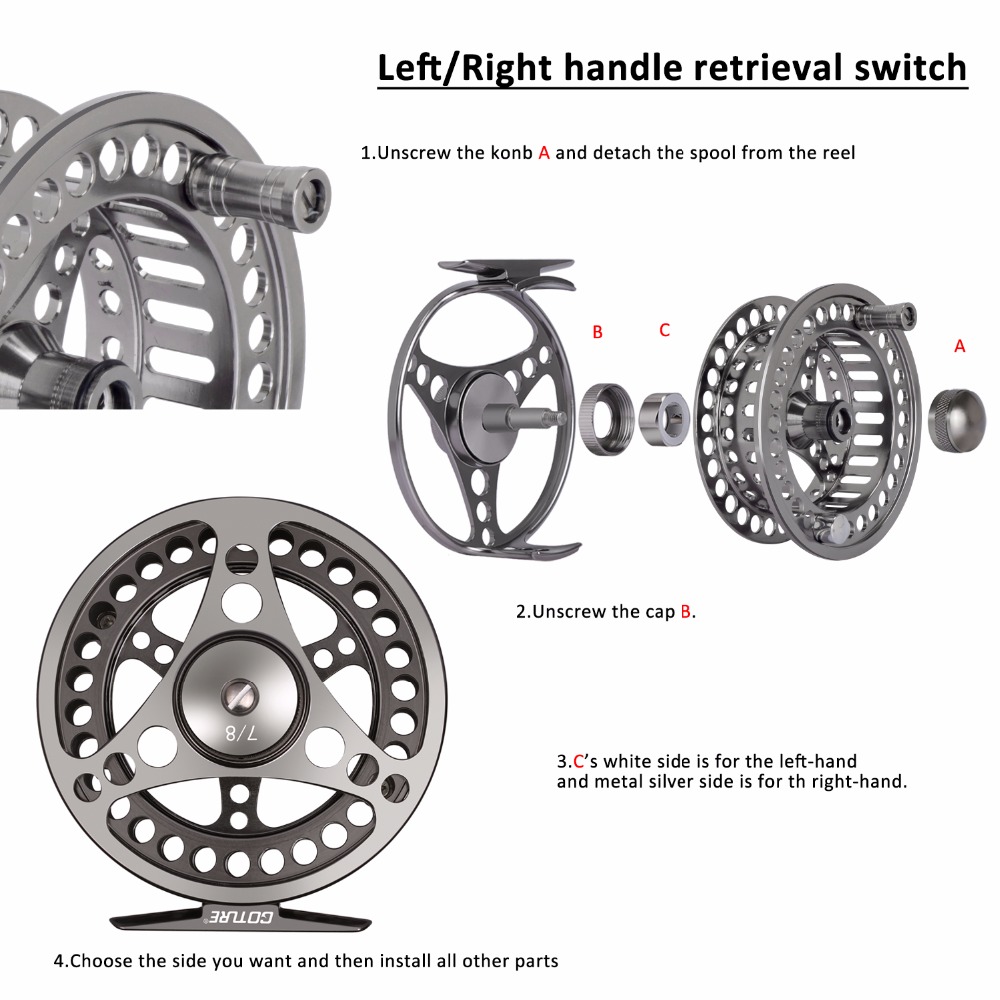 Goture يطير الصيد بكرة 3/4 5/6 - مراجعة Reel Spare Spool وسعره