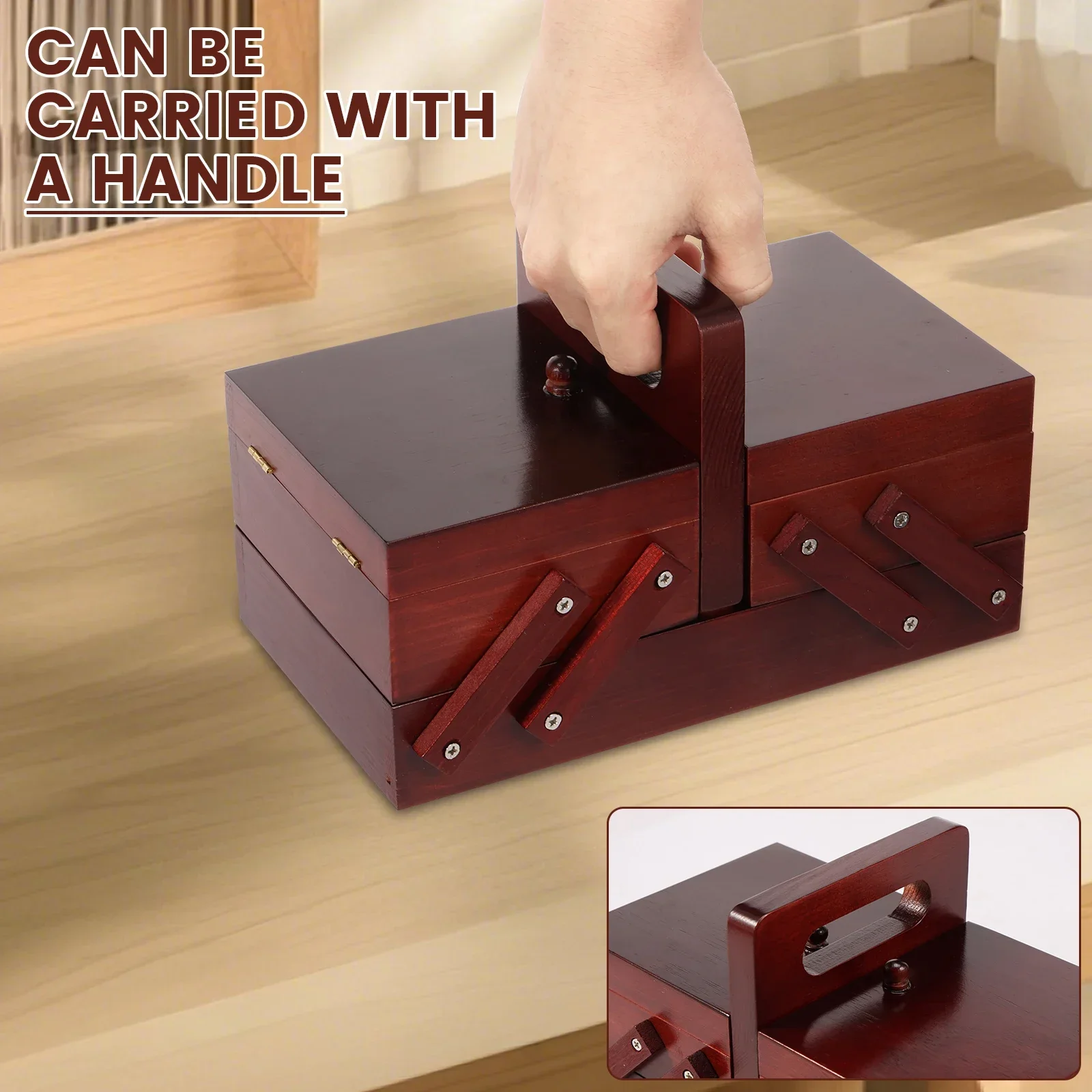 صندوق خيوط خياطة خشبي قابل للت - مراجعة Reel Handle وسعره